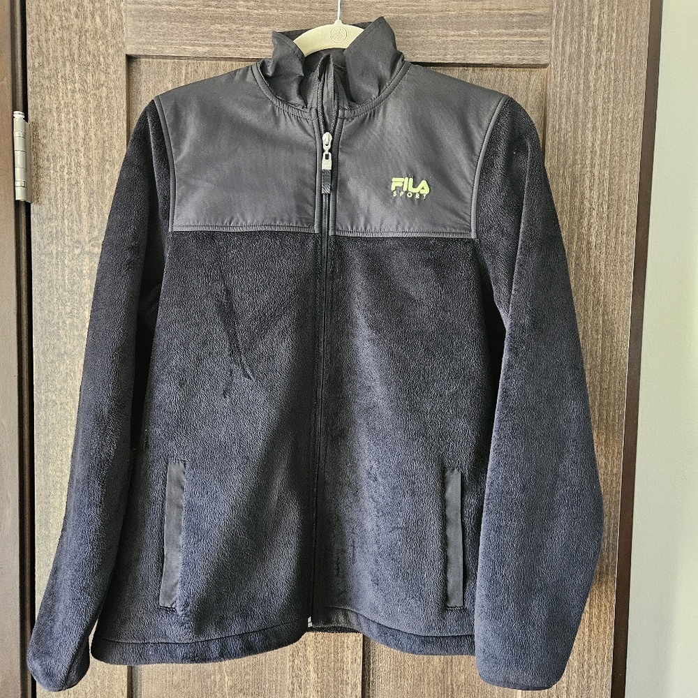 FILA SPORT Black Fleece Full Zip Womens Jacket Coat Size Medium  EUC